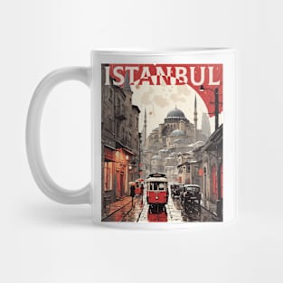 Istanbul Turkey Rainy Night Vintage Retro Travel Tourism Mug